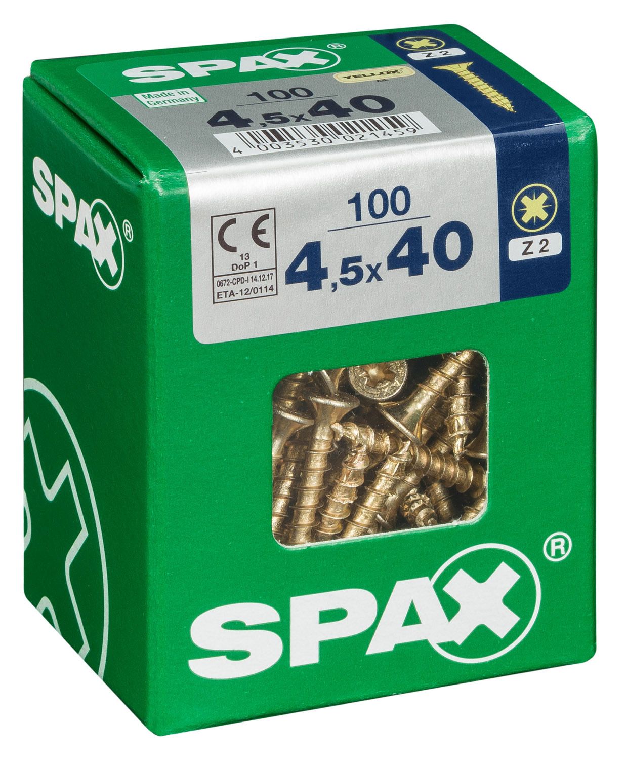 PLANA SPAX Z2 YELLOX L 100 UD.