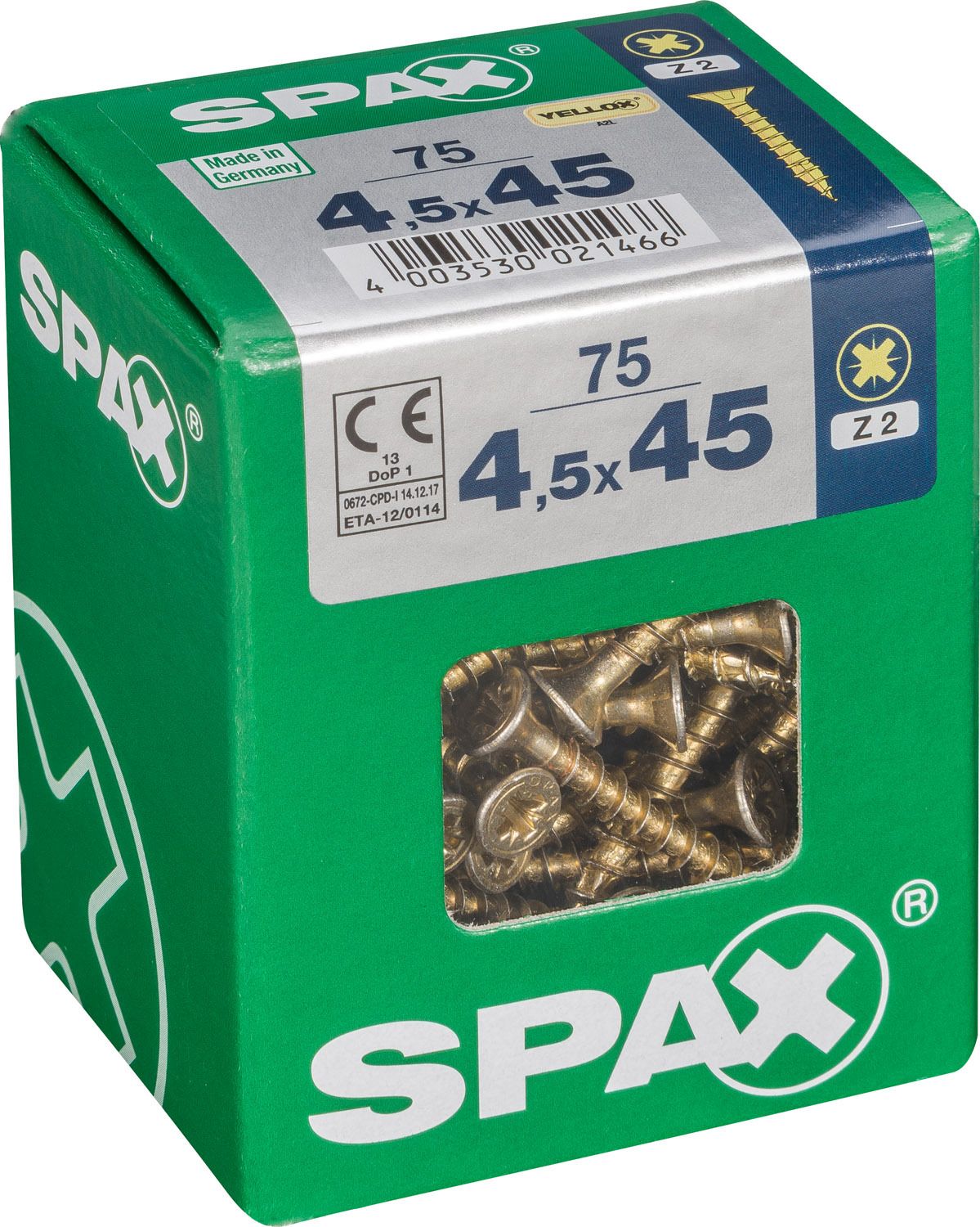 PLANA SPAX Z2 YELLOX L 75 UD.