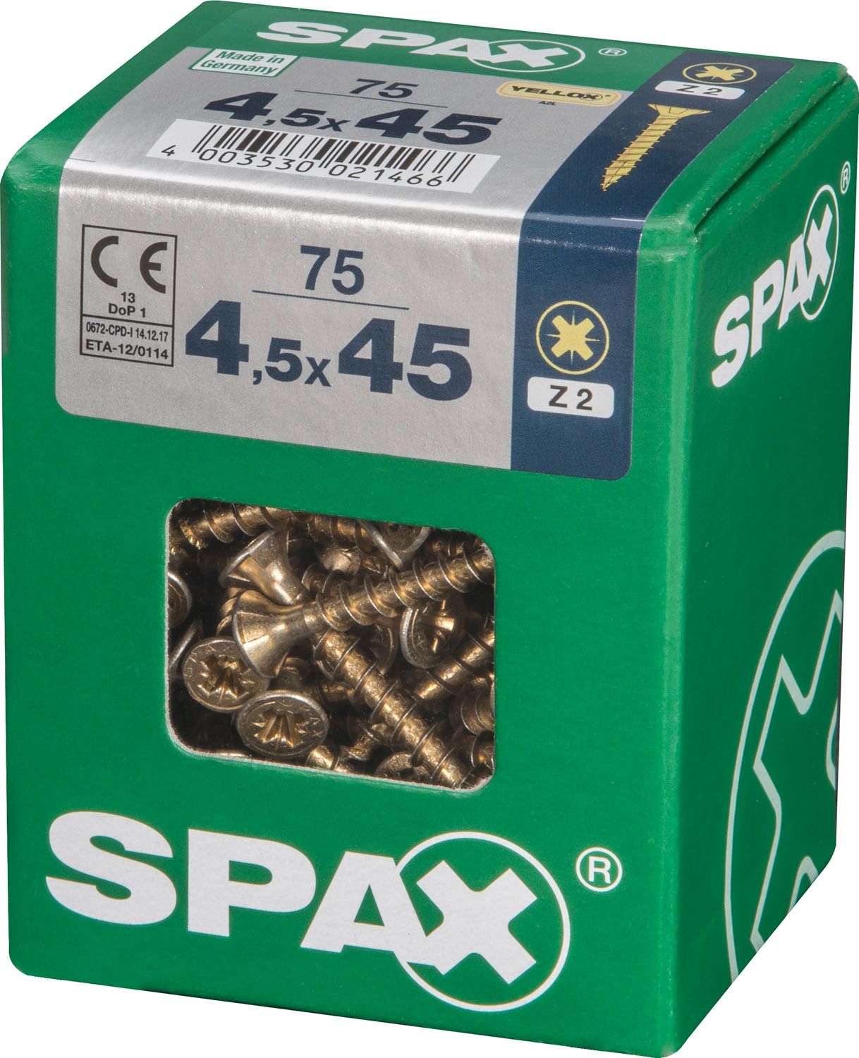 PLANA SPAX Z2 YELLOX L 75 UD.