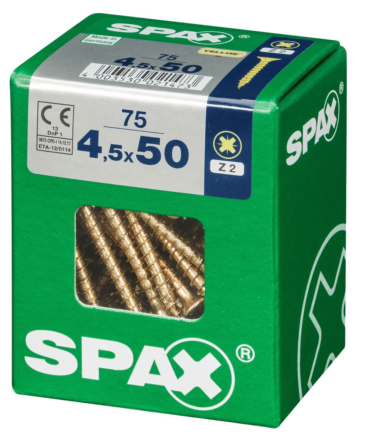 PLANA SPAX Z2 YELLOX L 75 UD.