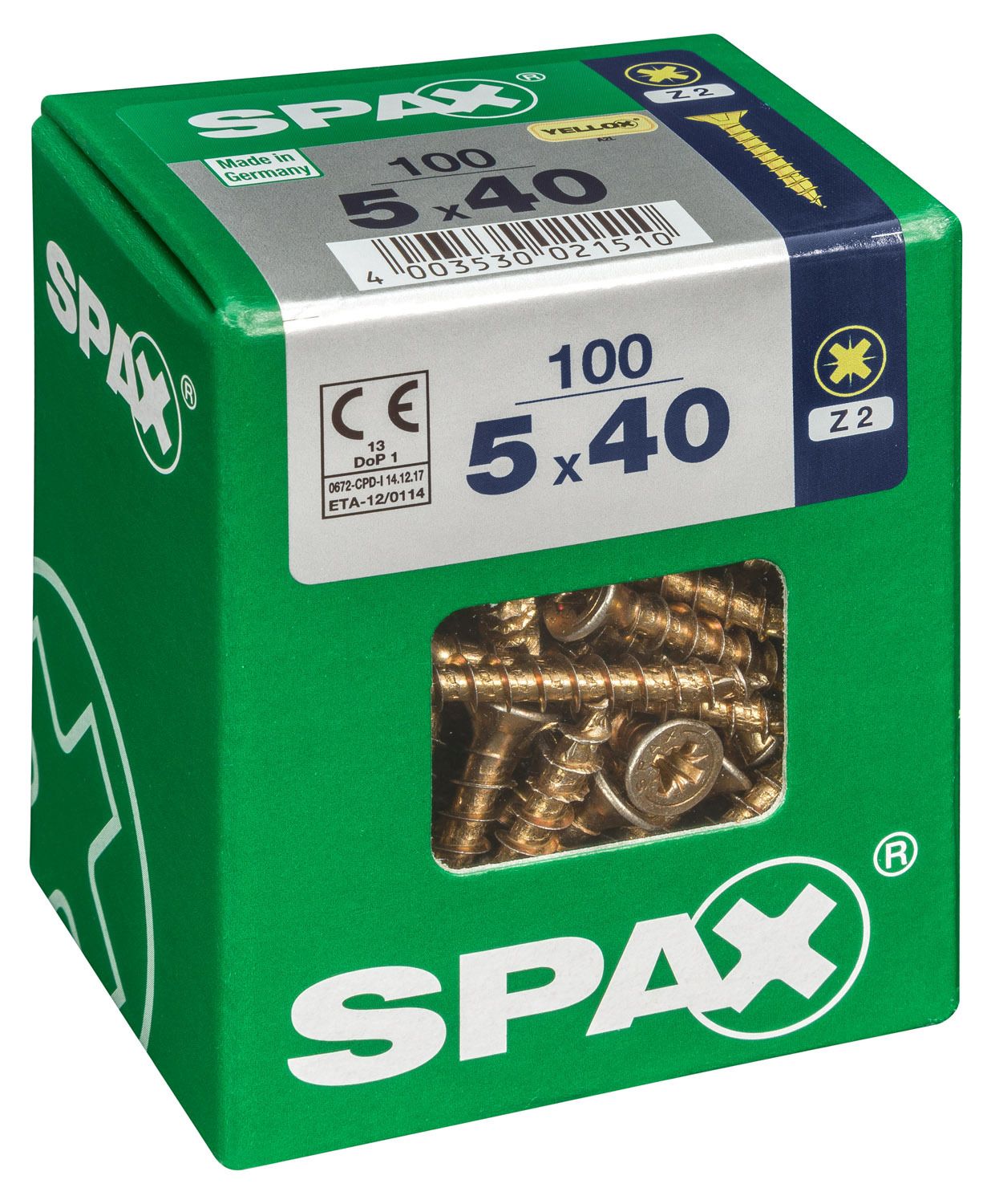 PLANA SPAX Z2 YELLOX L 100 UD.