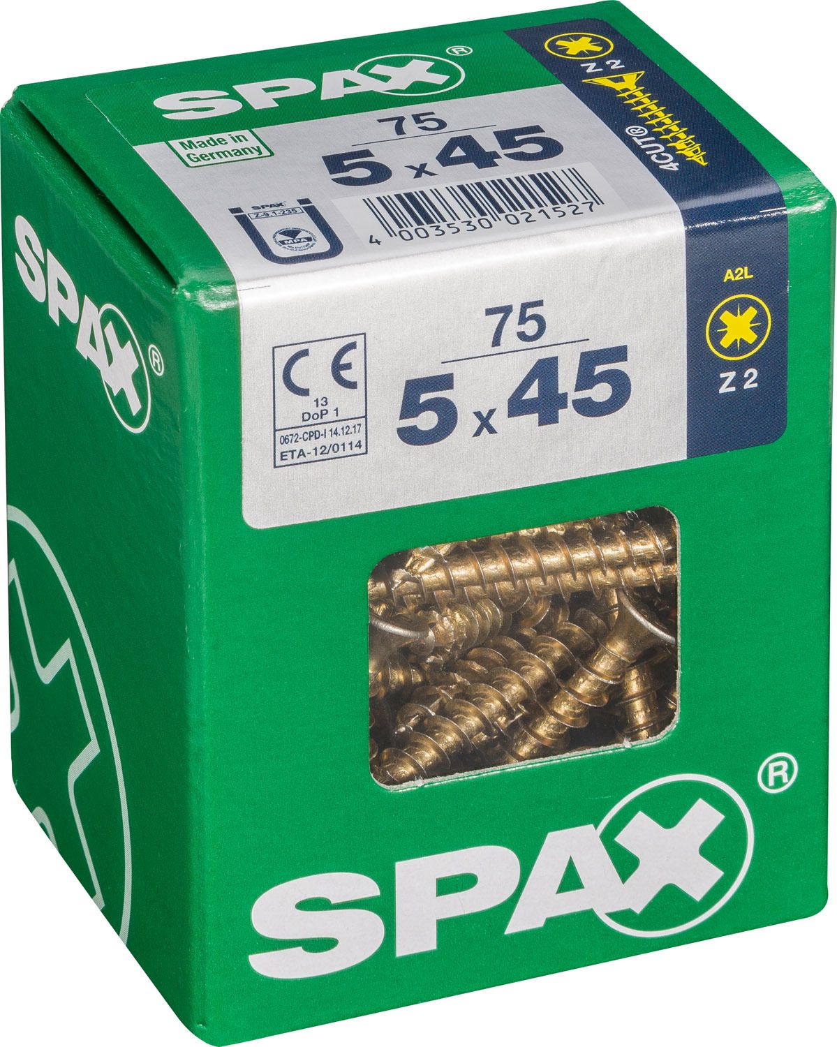 PLANA SPAX Z2 YELLOX L 75 UD.