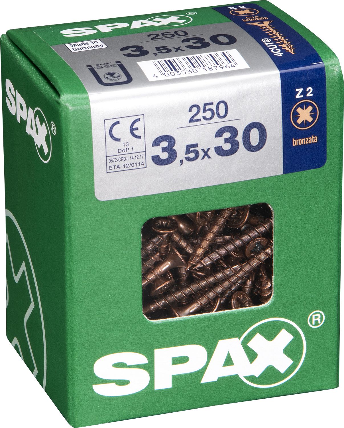 PLANA SPAX Z2 BRONCE L 250 UD.