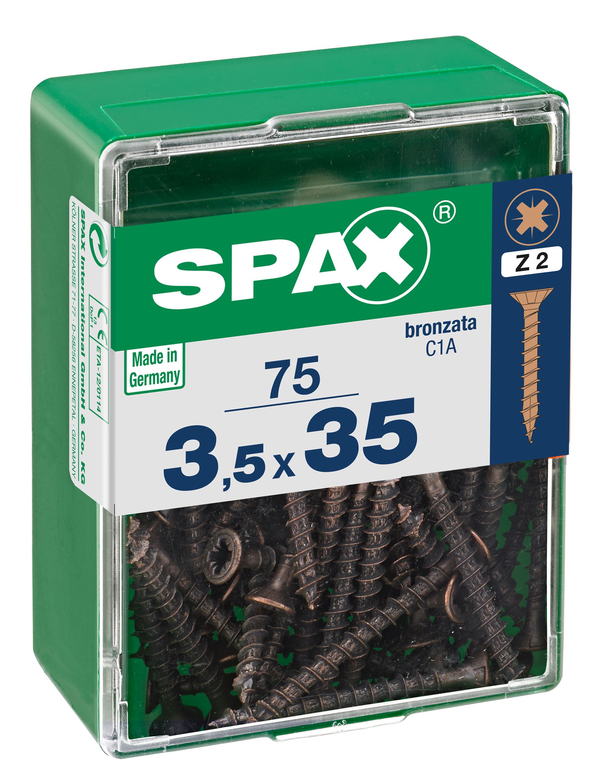 PLANA SPAX Z2 BRONCE M 75 UD.