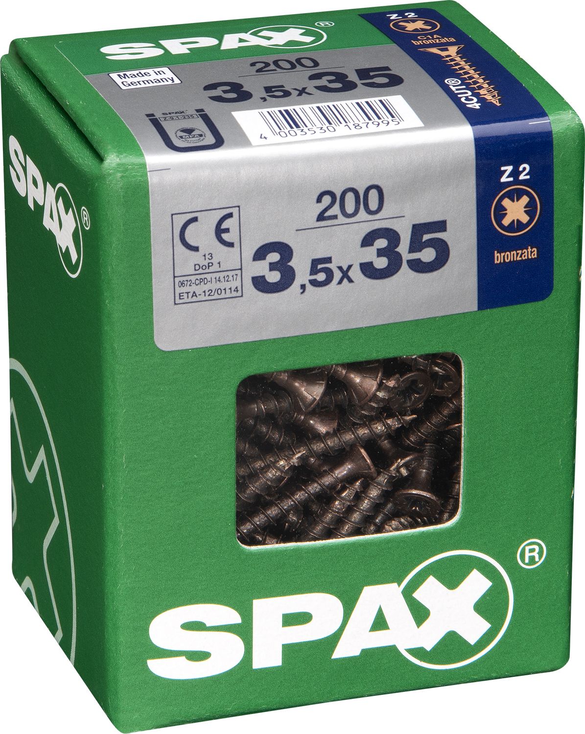 PLANA SPAX Z2 BRONCE L 200 UD.