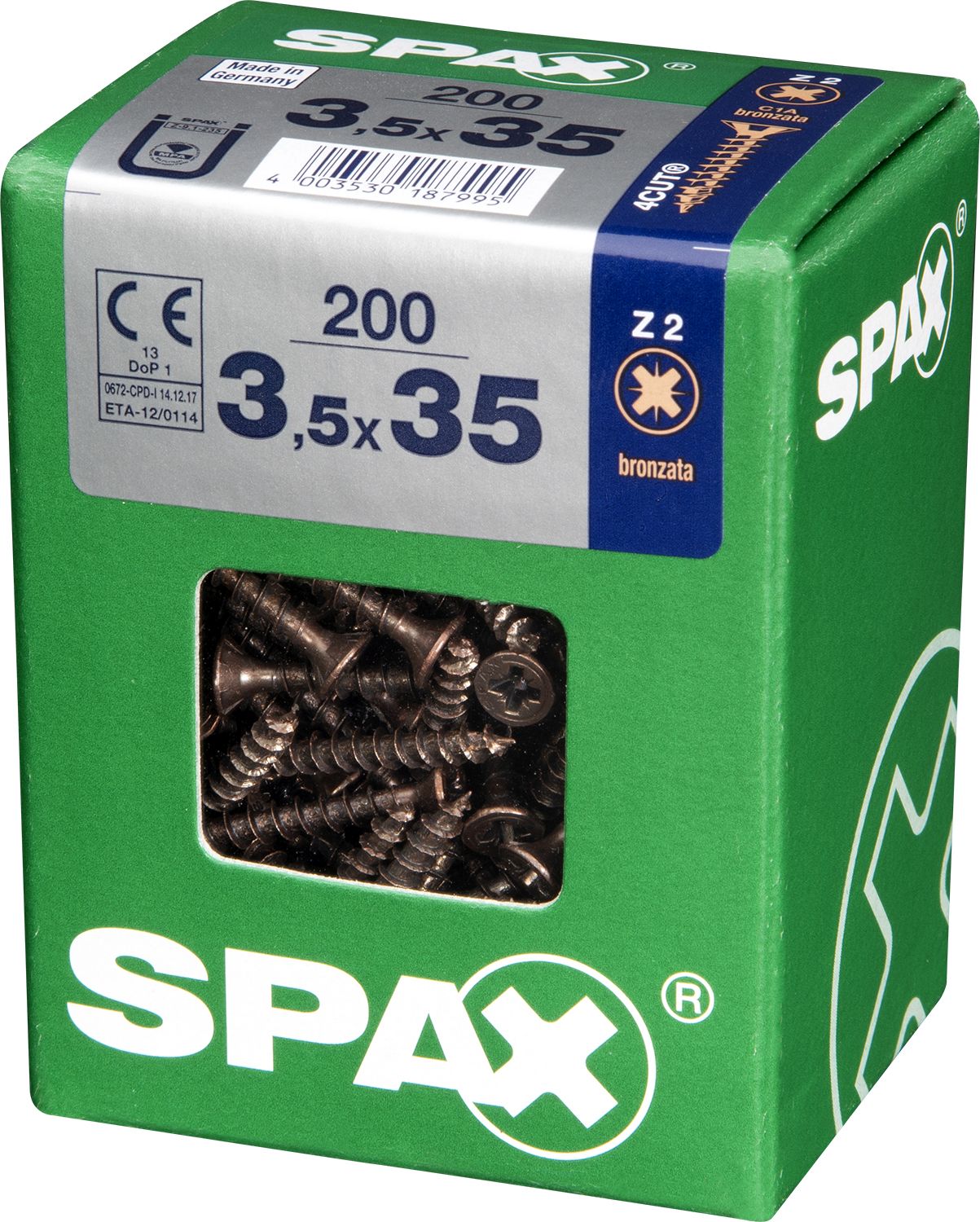 PLANA SPAX Z2 BRONCE L 200 UD.