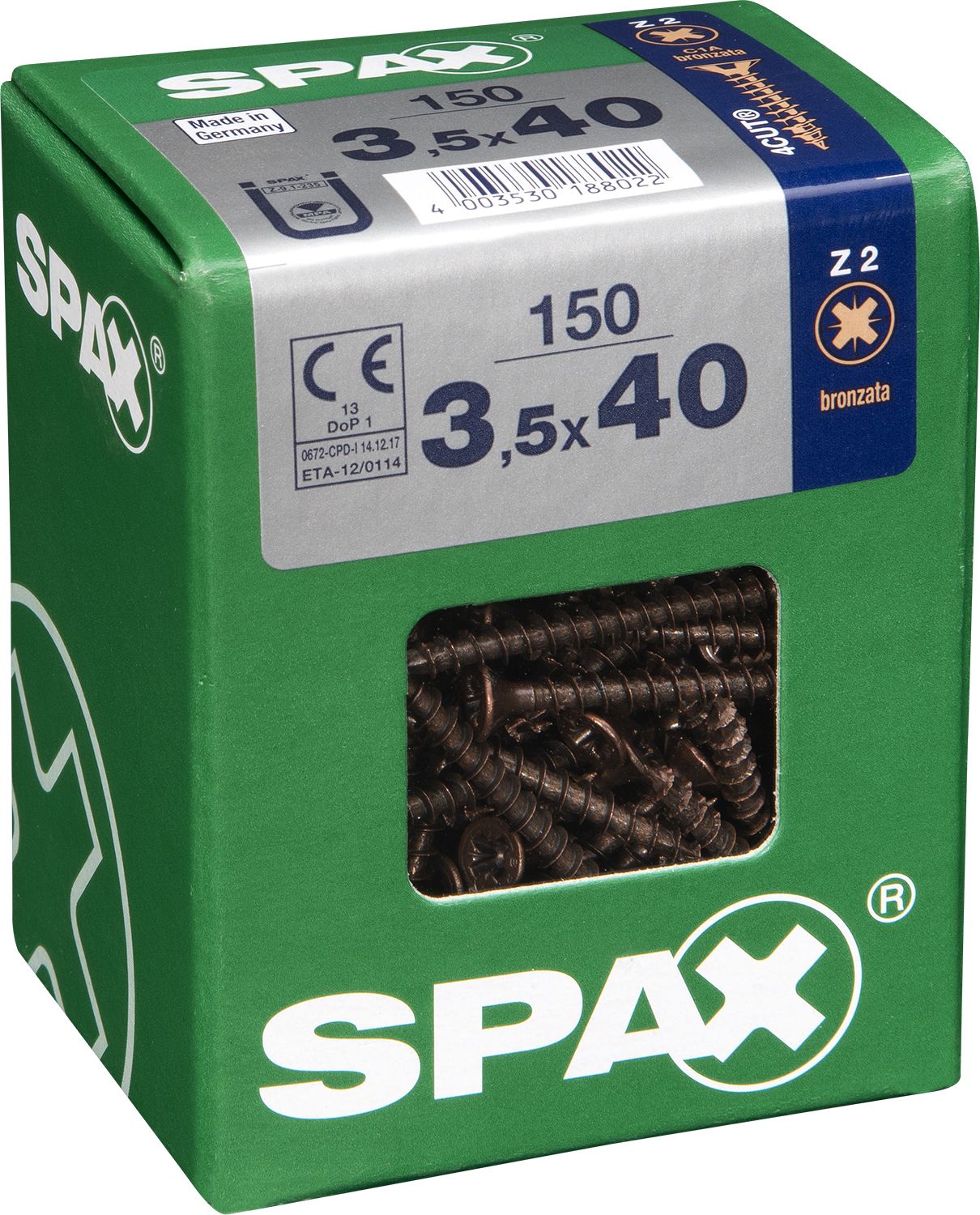 PLANA SPAX Z2 BRONCE L 150 UD.