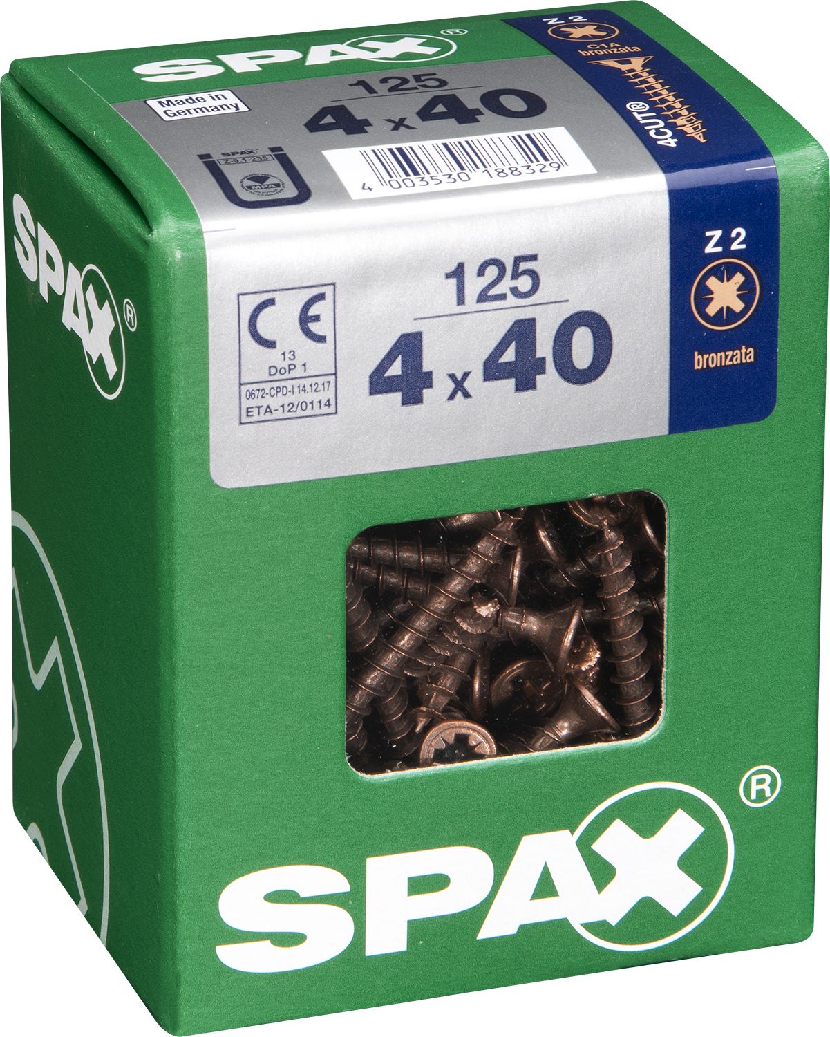 PLANA SPAX Z2 BRONCE L 125 UD.