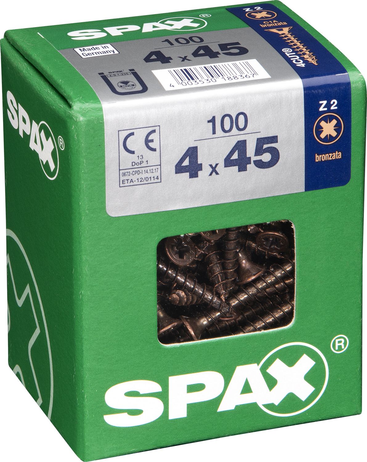 PLANA SPAX Z2 BRONCE L 100 UD.