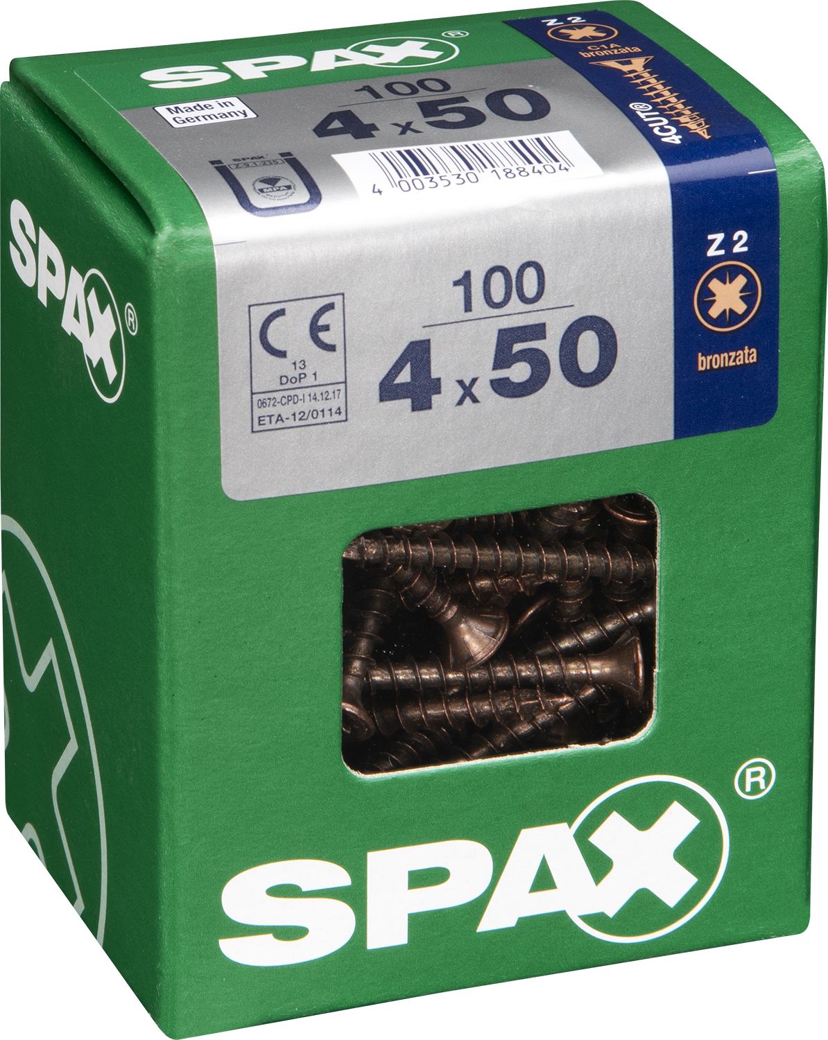PLANA SPAX Z2 BRONCE L 100 UD.