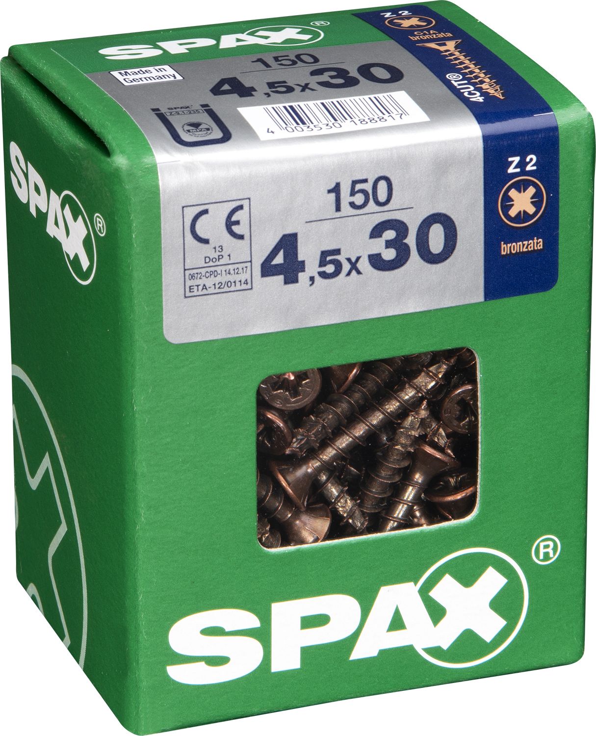 PLANA SPAX Z2 BRONCE L 150 UD.
