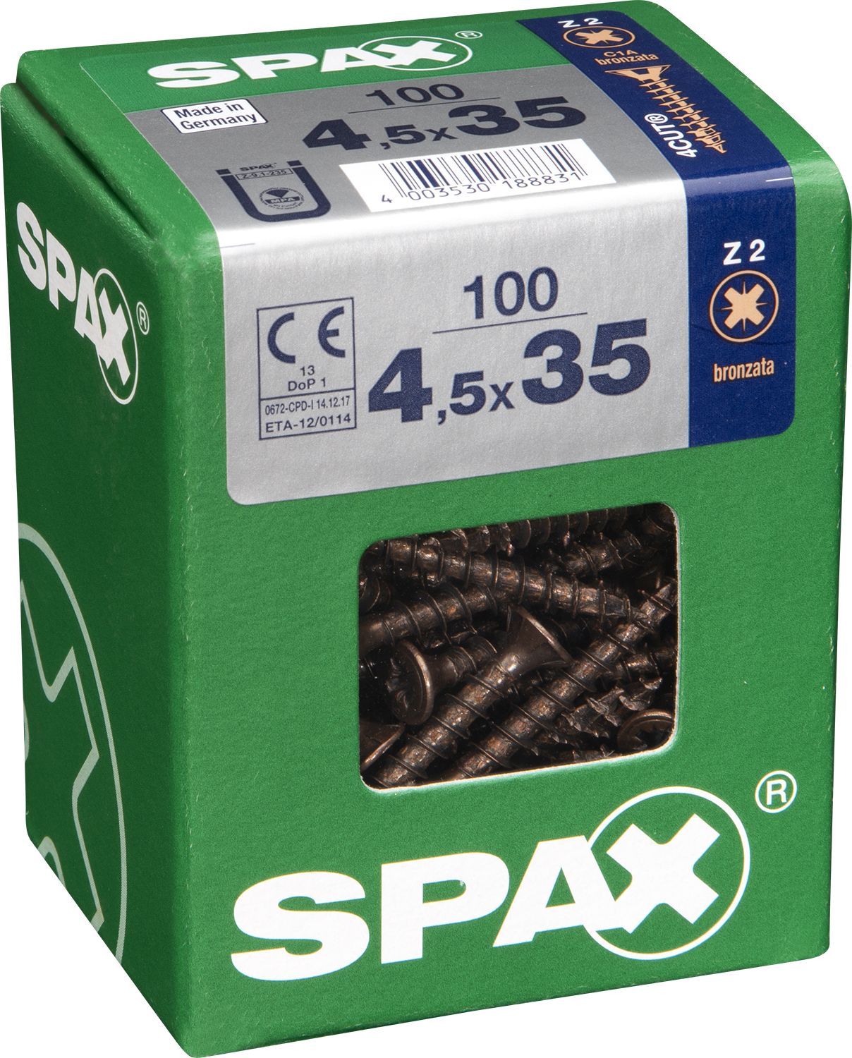 PLANA SPAX Z2 BRONCE L 100 UD.