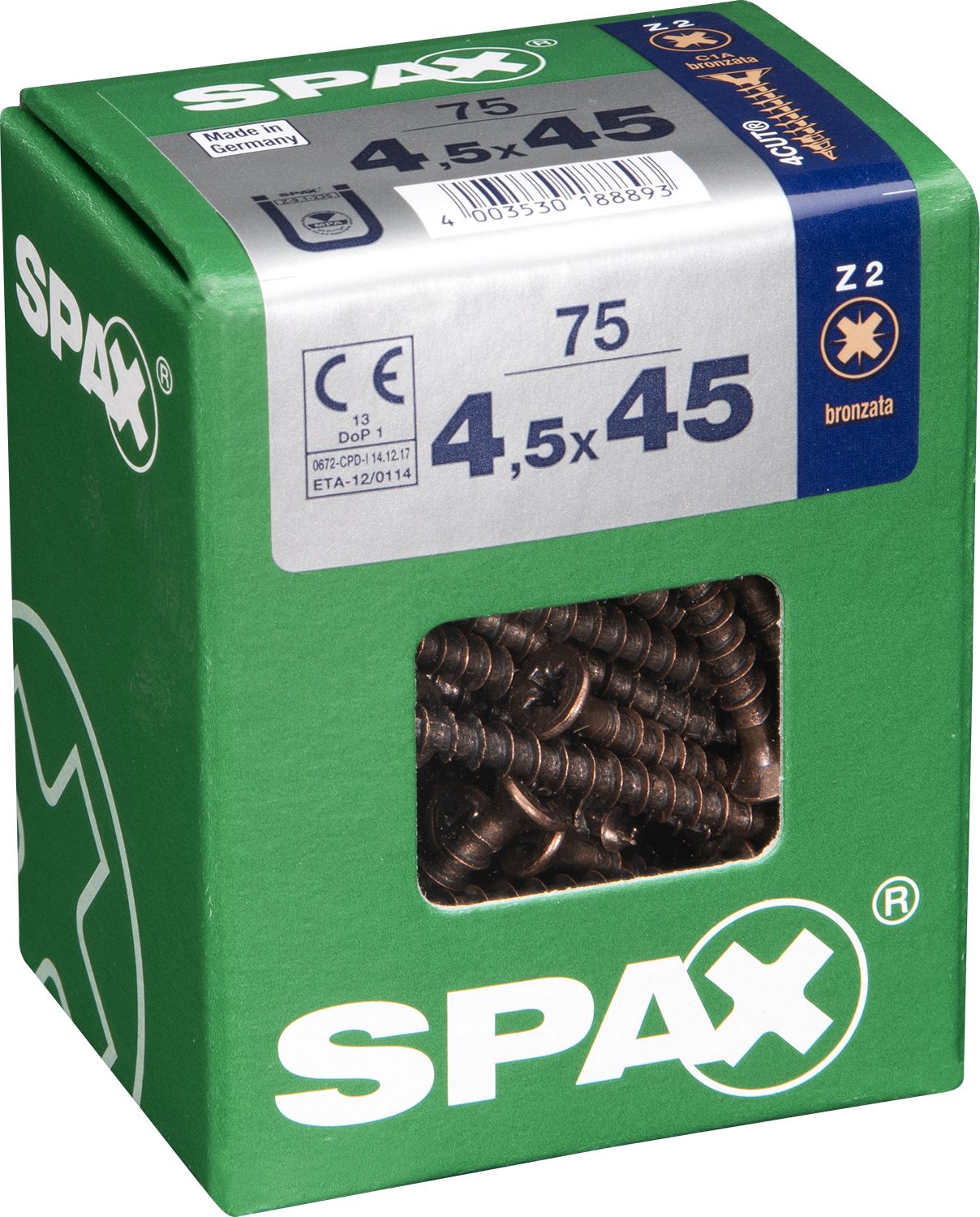 PLANA SPAX Z2 BRONCE L 75 UD.