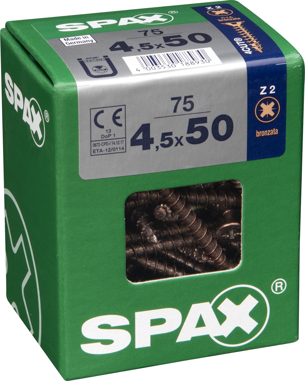 PLANA SPAX Z2 BRONCE L 75 UD.