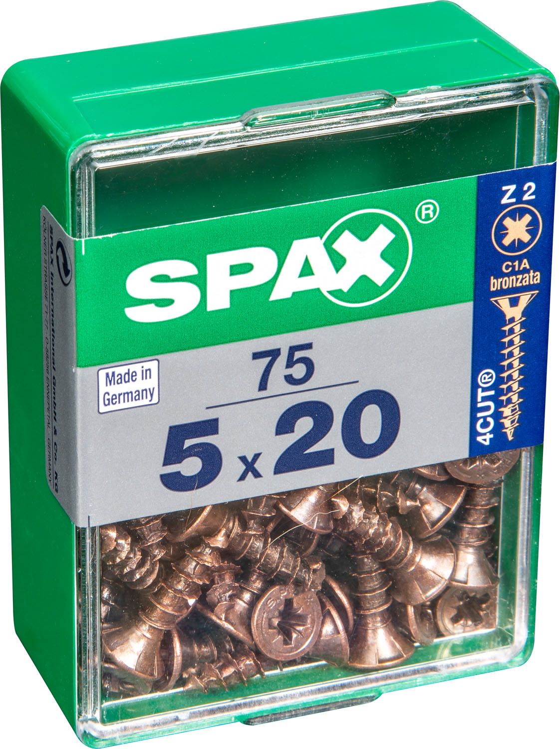 PLANA SPAX Z2 BRONCE M 75 UD.