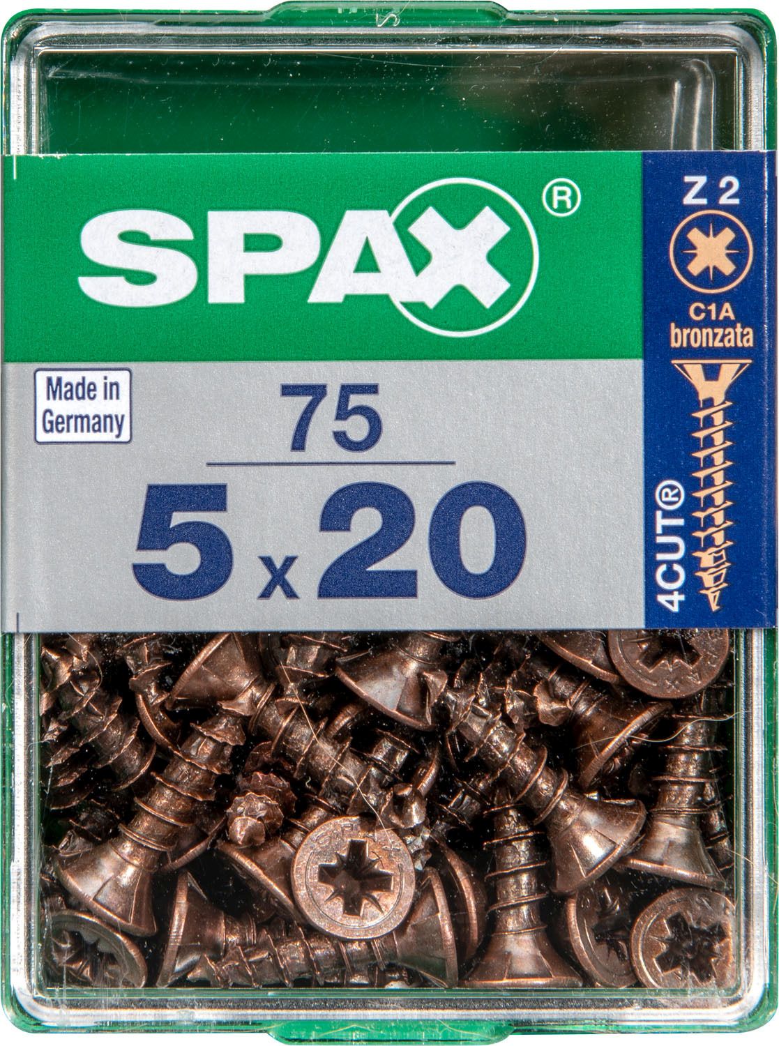PLANA SPAX Z2 BRONCE M 75 UD.