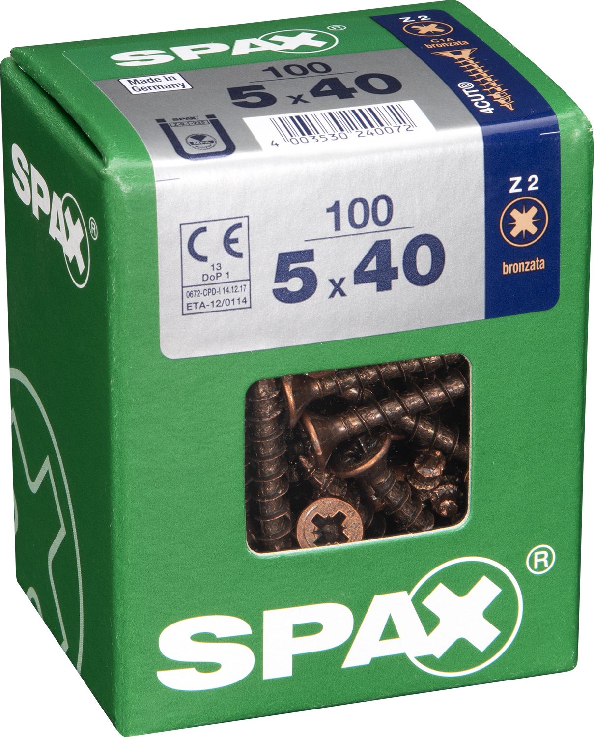 PLANA SPAX Z2 BRONCE L 100 UD.