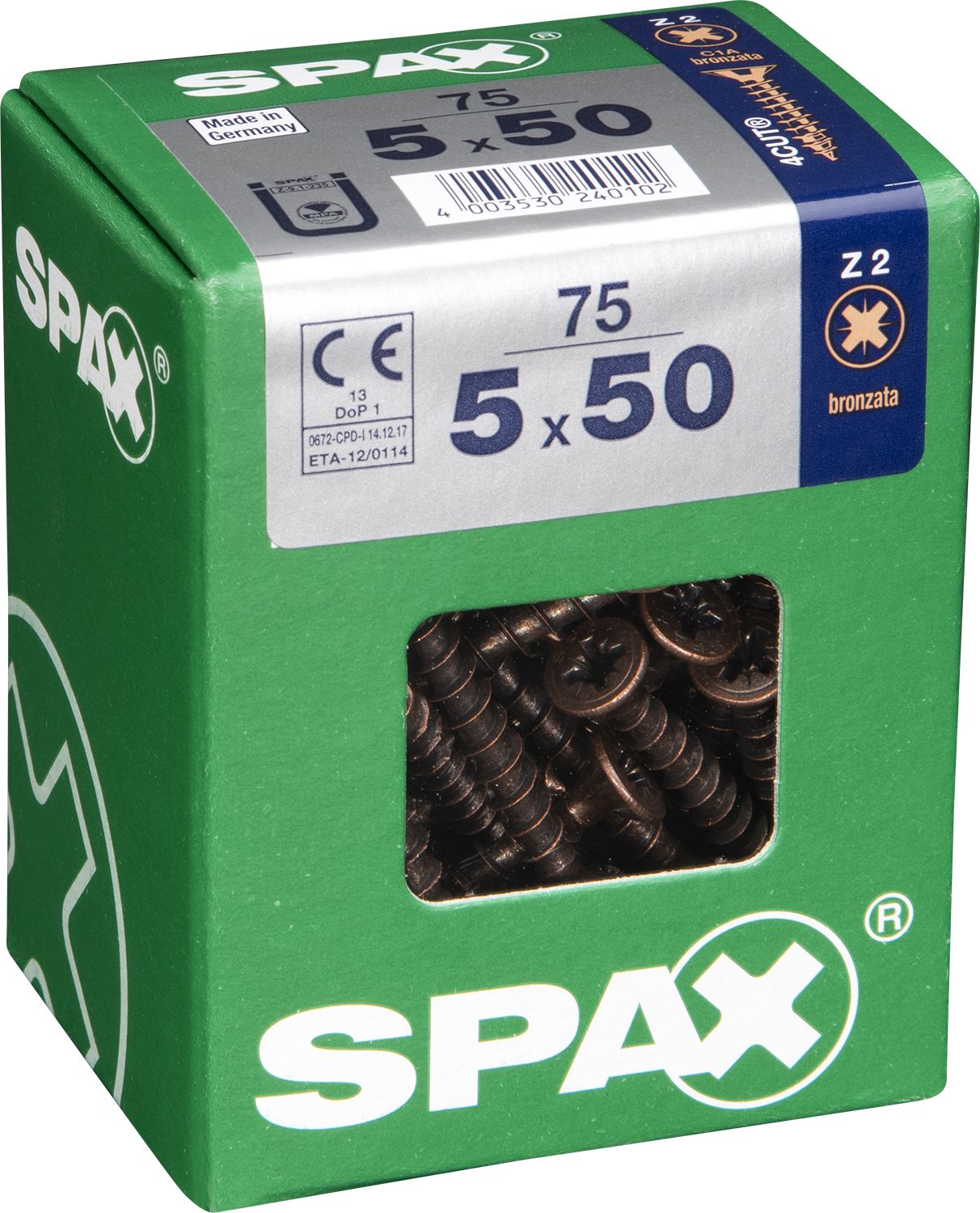 PLANA SPAX Z2 BRONCE L 75 UD.