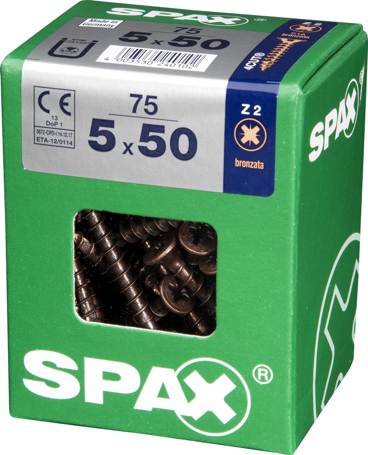 PLANA SPAX Z2 BRONCE L 75 UD.