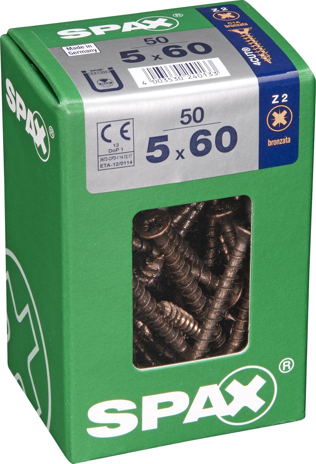 PLANA SPAX Z2 BRONCE L 50 UD.