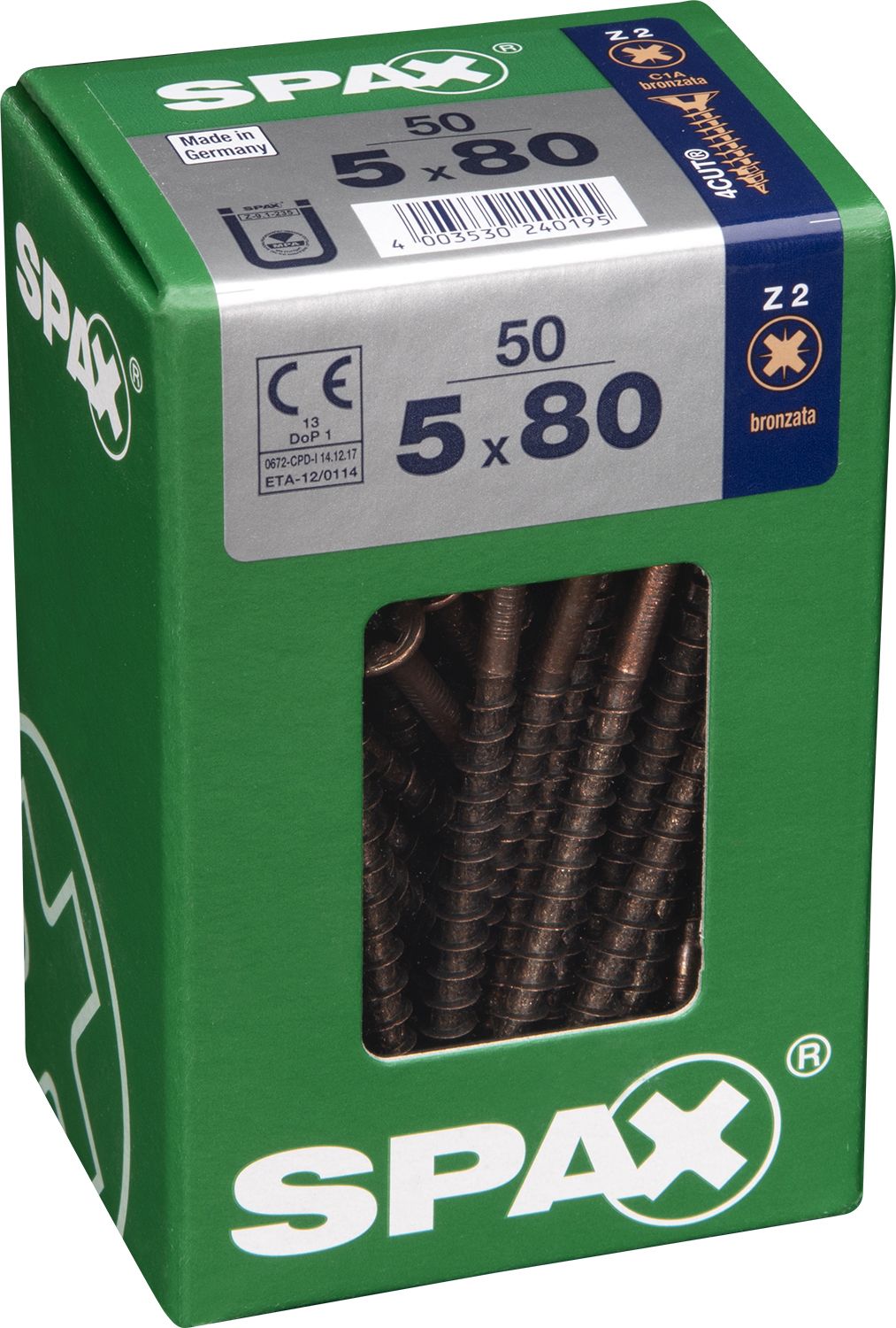 PLANA SPAX Z2 BRONCE L 50 UD.