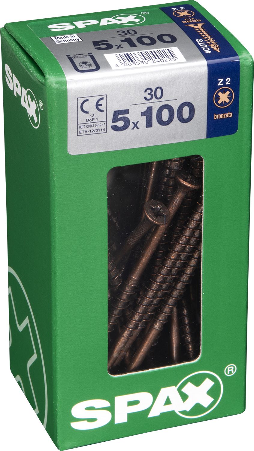 PLANA SPAX Z2 BRONCE L 30 UD.