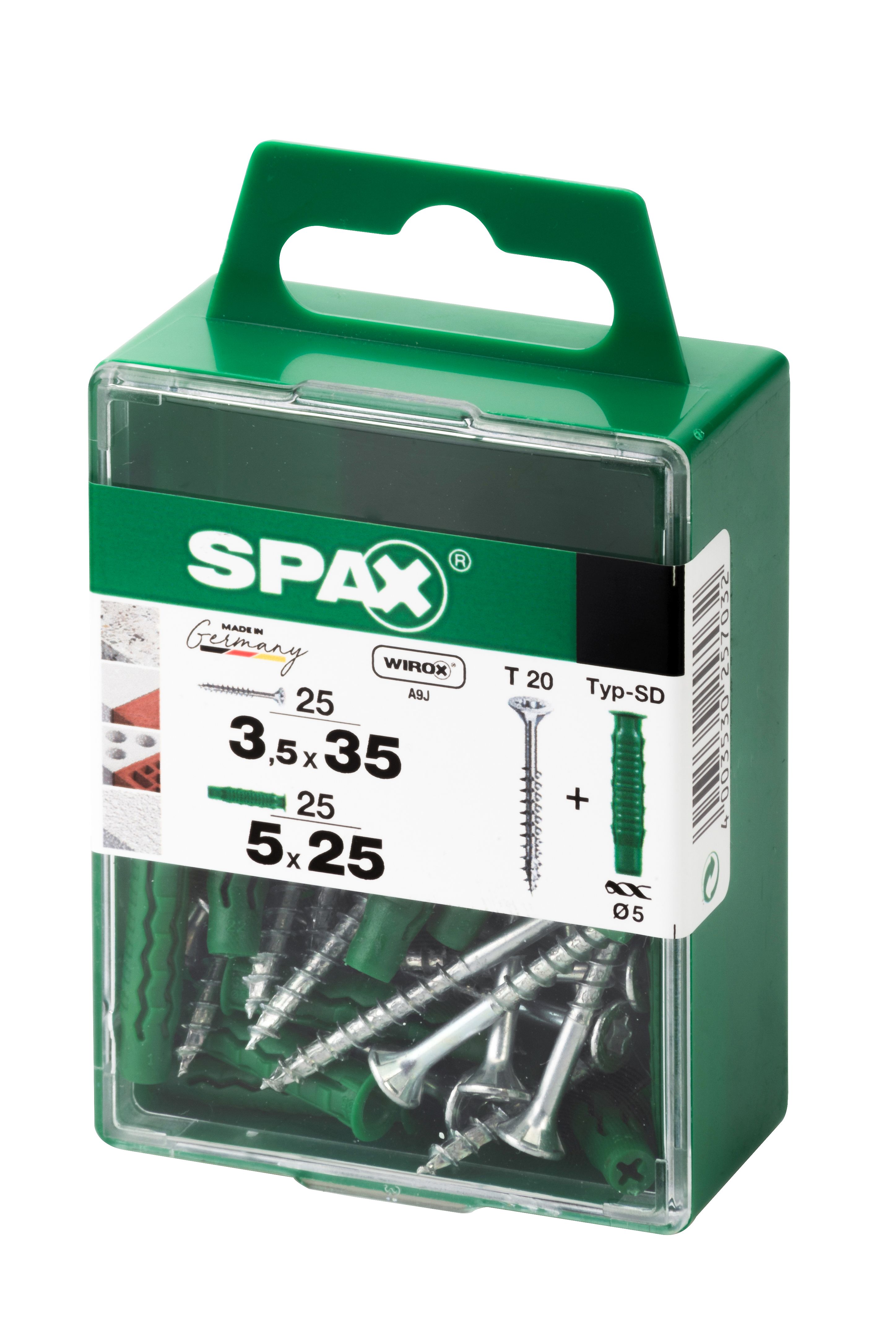 PLANA SPAX T-STAR PLUS T20 WIROX+ TACO SPAX TIPO SD M 25+25 UD.