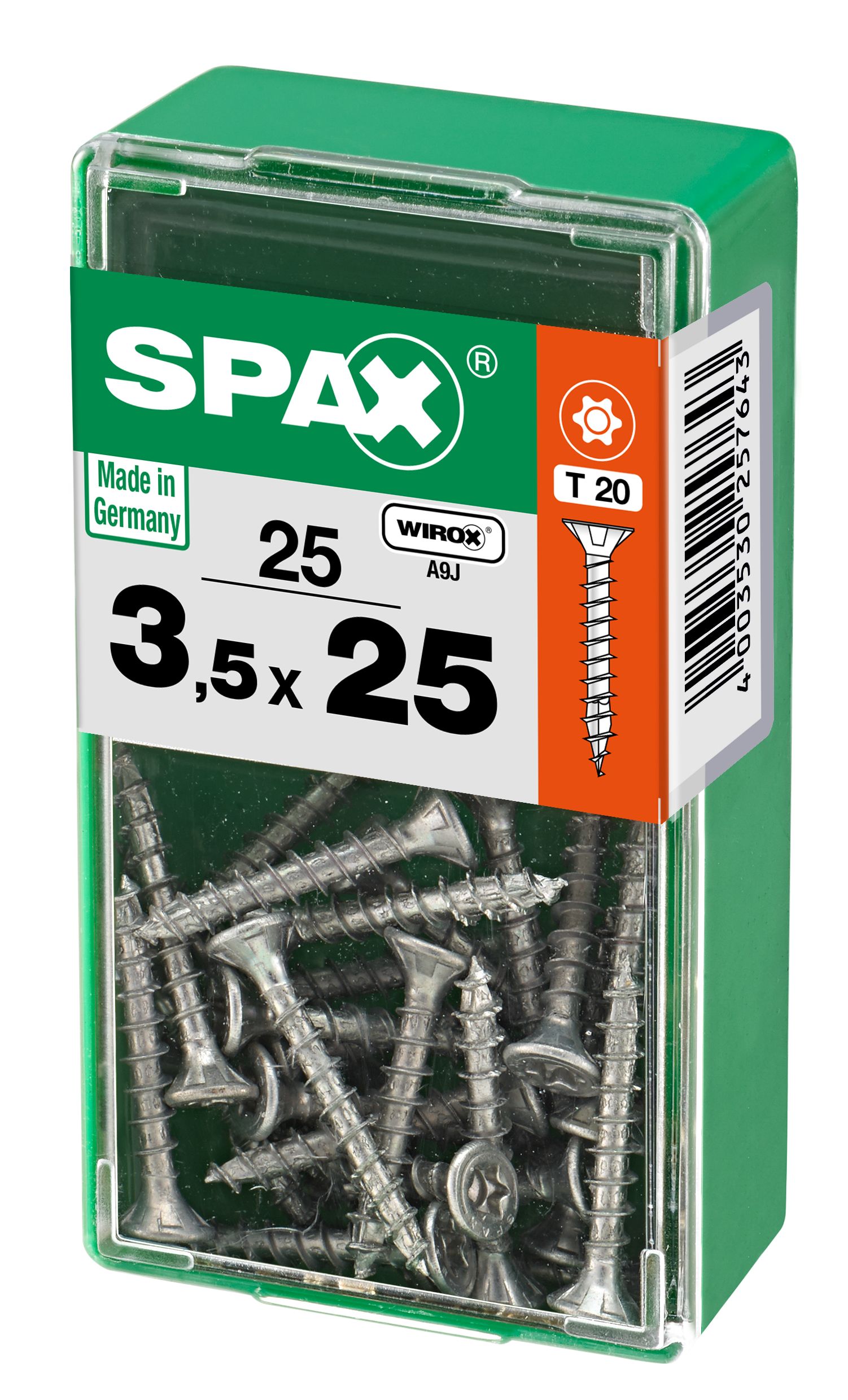 PLANA SPAX T-STAR PLUS T20 WIROX S 25 UD.