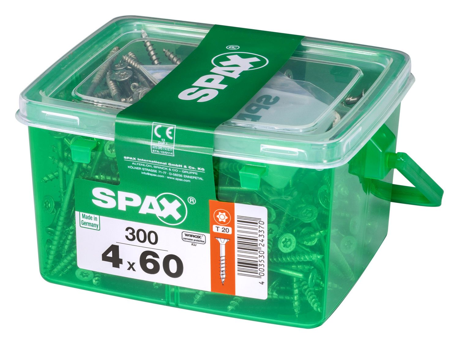 PLANA SPAX T-STAR PLUS T20 WIROX CAJA DE PLÁSTICO CON ASA S 300 UD.