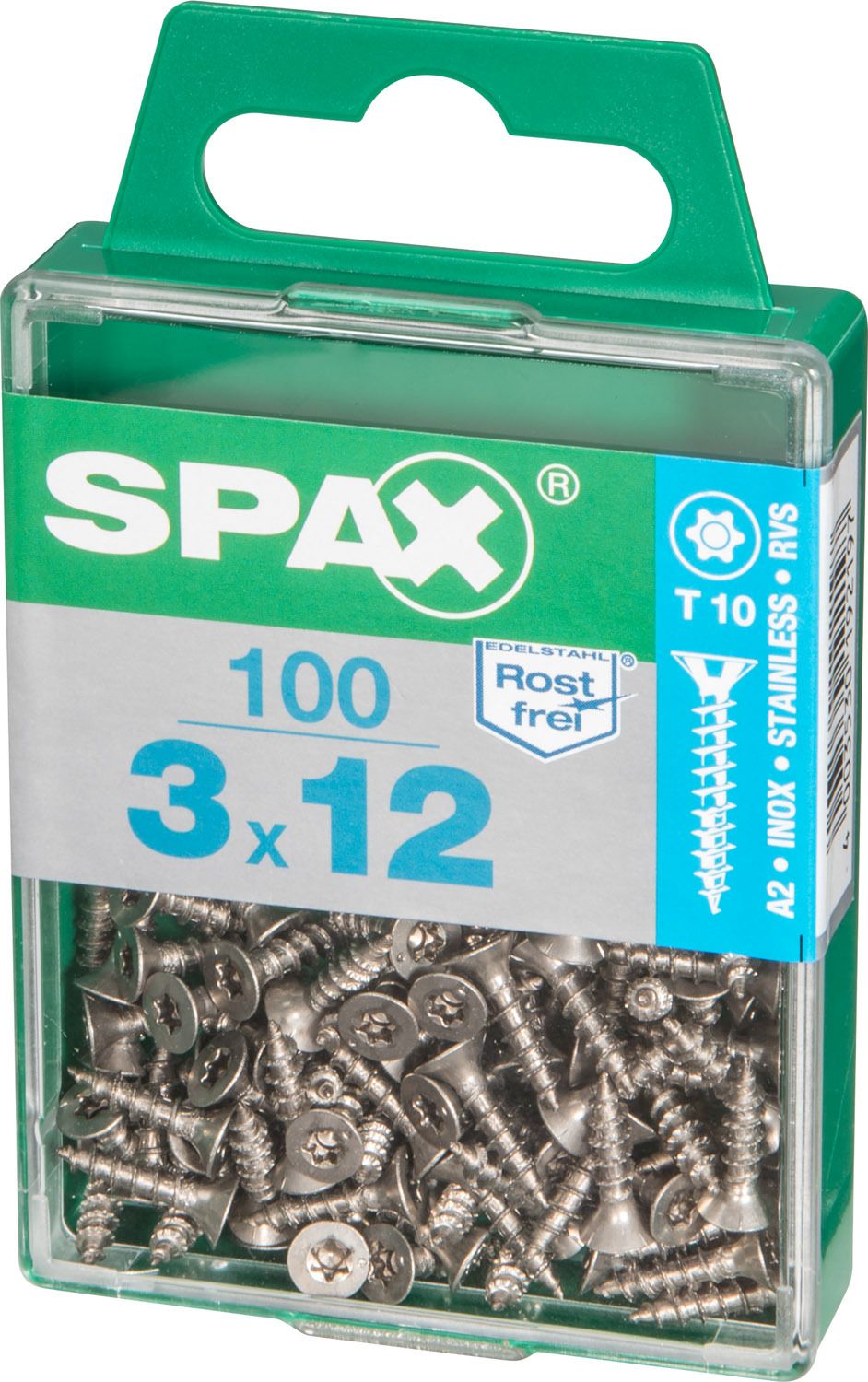 PLANA SPAX T-STAR PLUS T10 A2 INOXIDABLE M 100 UD.