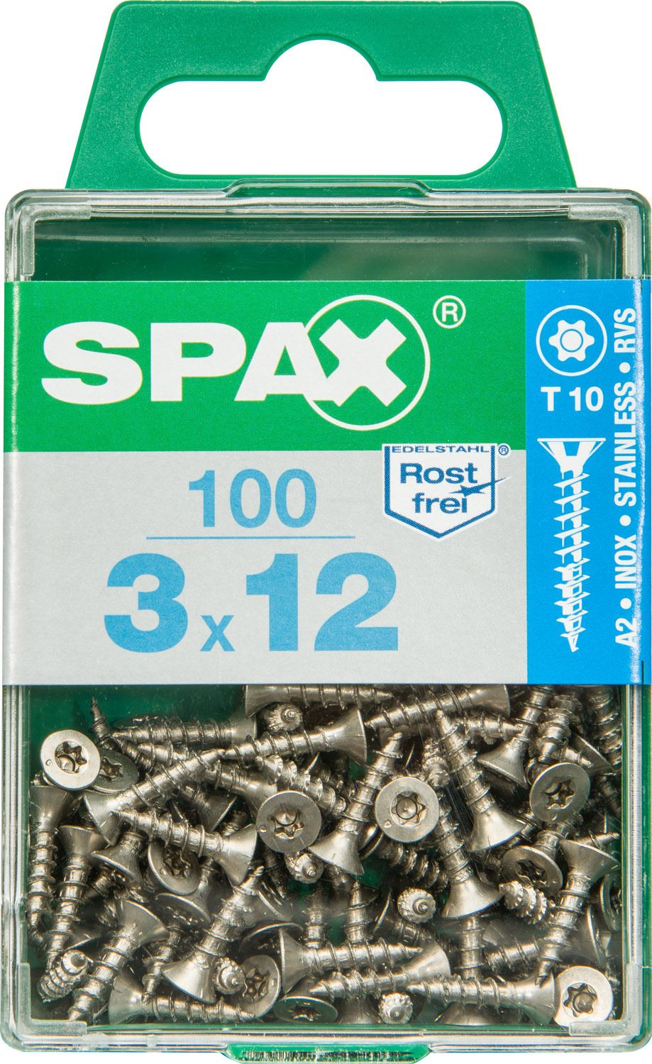 PLANA SPAX T-STAR PLUS T10 A2 INOXIDABLE M 100 UD.
