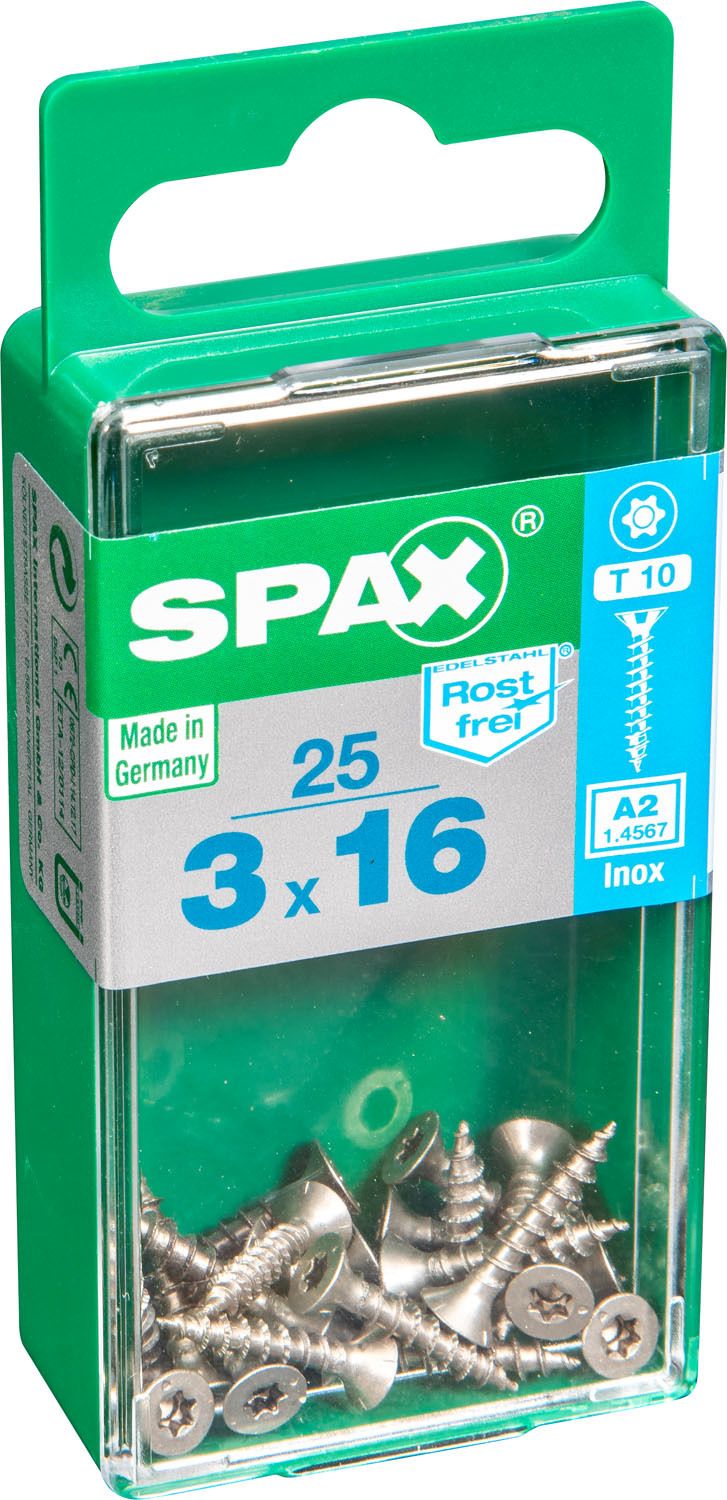 PLANA SPAX T-STAR PLUS T10 A2 INOXIDABLE S 25 UD.