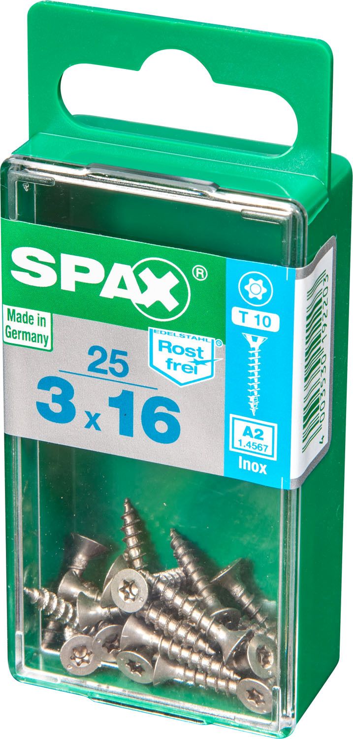 PLANA SPAX T-STAR PLUS T10 A2 INOXIDABLE S 25 UD.