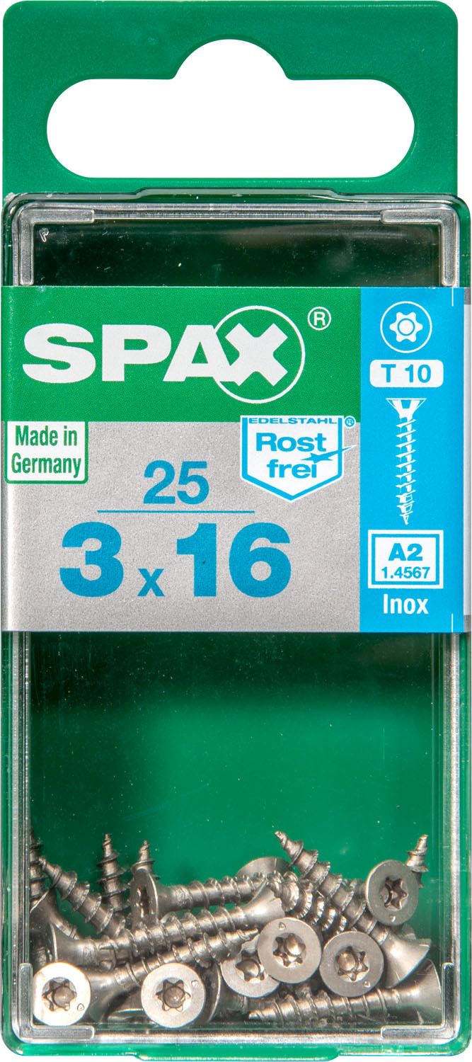 PLANA SPAX T-STAR PLUS T10 A2 INOXIDABLE S 25 UD.