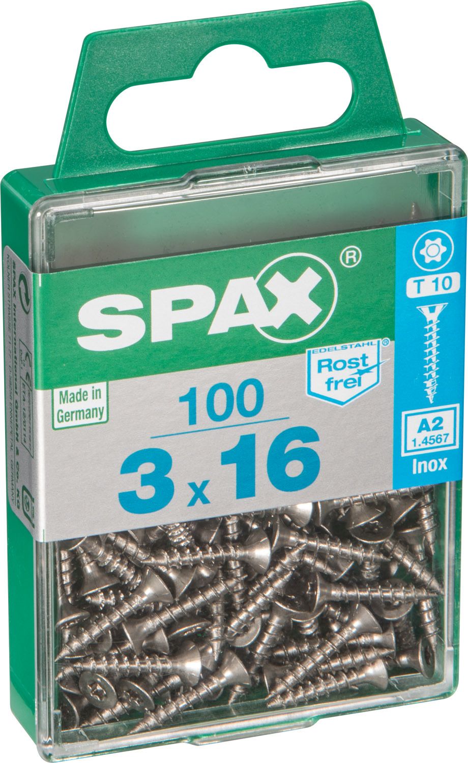 PLANA SPAX T-STAR PLUS T10 A2 INOXIDABLE M 100 UD.