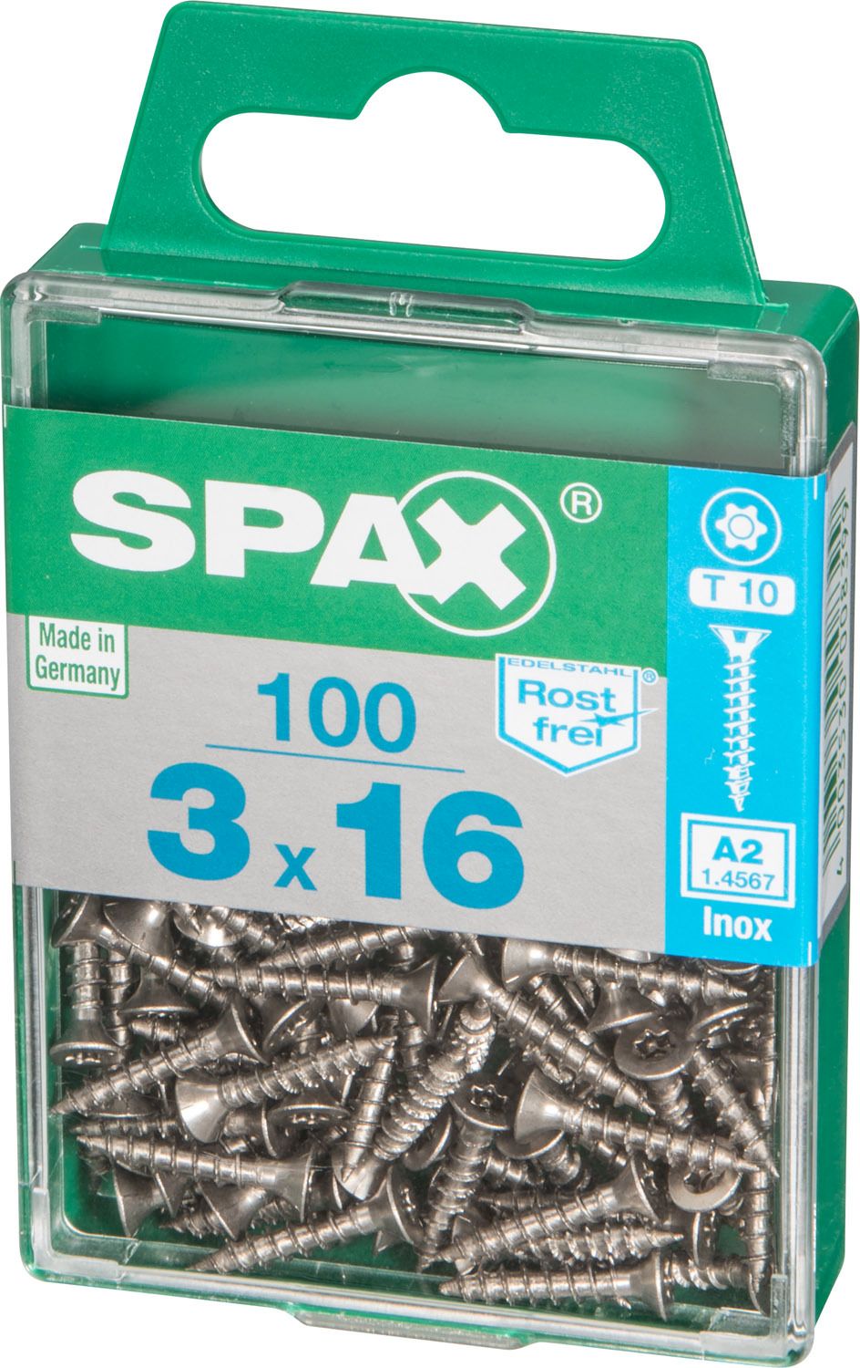 PLANA SPAX T-STAR PLUS T10 A2 INOXIDABLE M 100 UD.