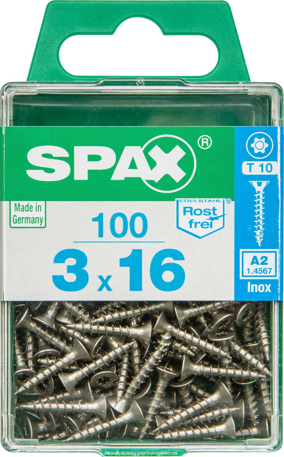 PLANA SPAX T-STAR PLUS T10 A2 INOXIDABLE M 100 UD.