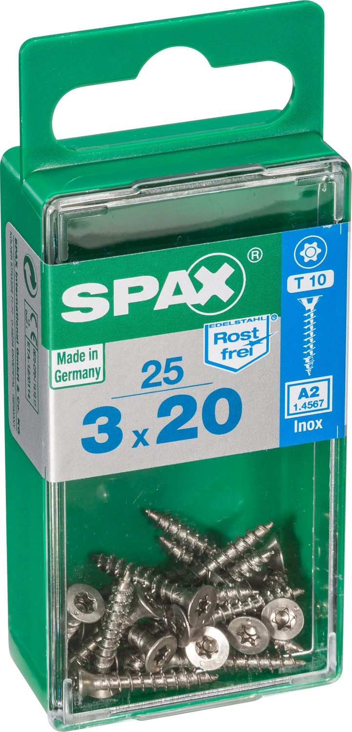 PLANA SPAX T-STAR PLUS T10 A2 INOXIDABLE S 25 UD.