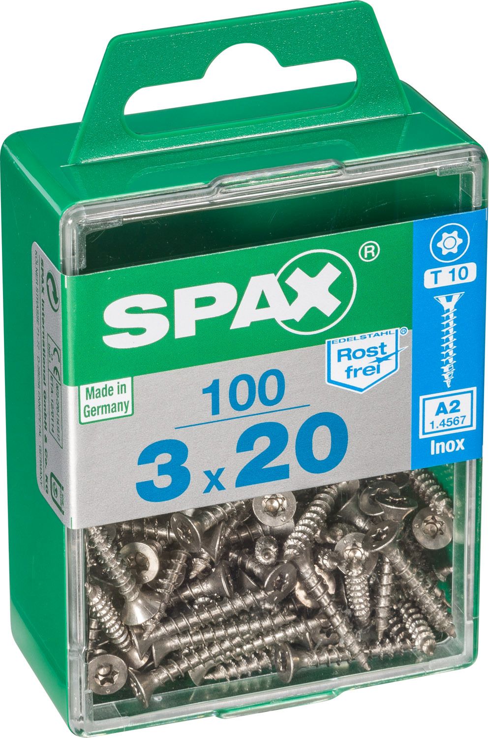 PLANA SPAX T-STAR PLUS T10 A2 INOXIDABLE M 100 UD.