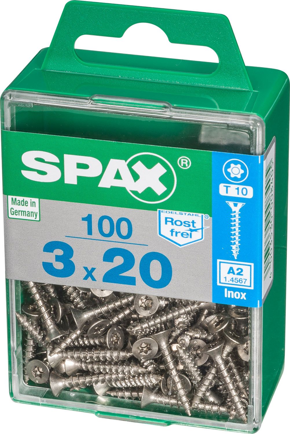 PLANA SPAX T-STAR PLUS T10 A2 INOXIDABLE M 100 UD.