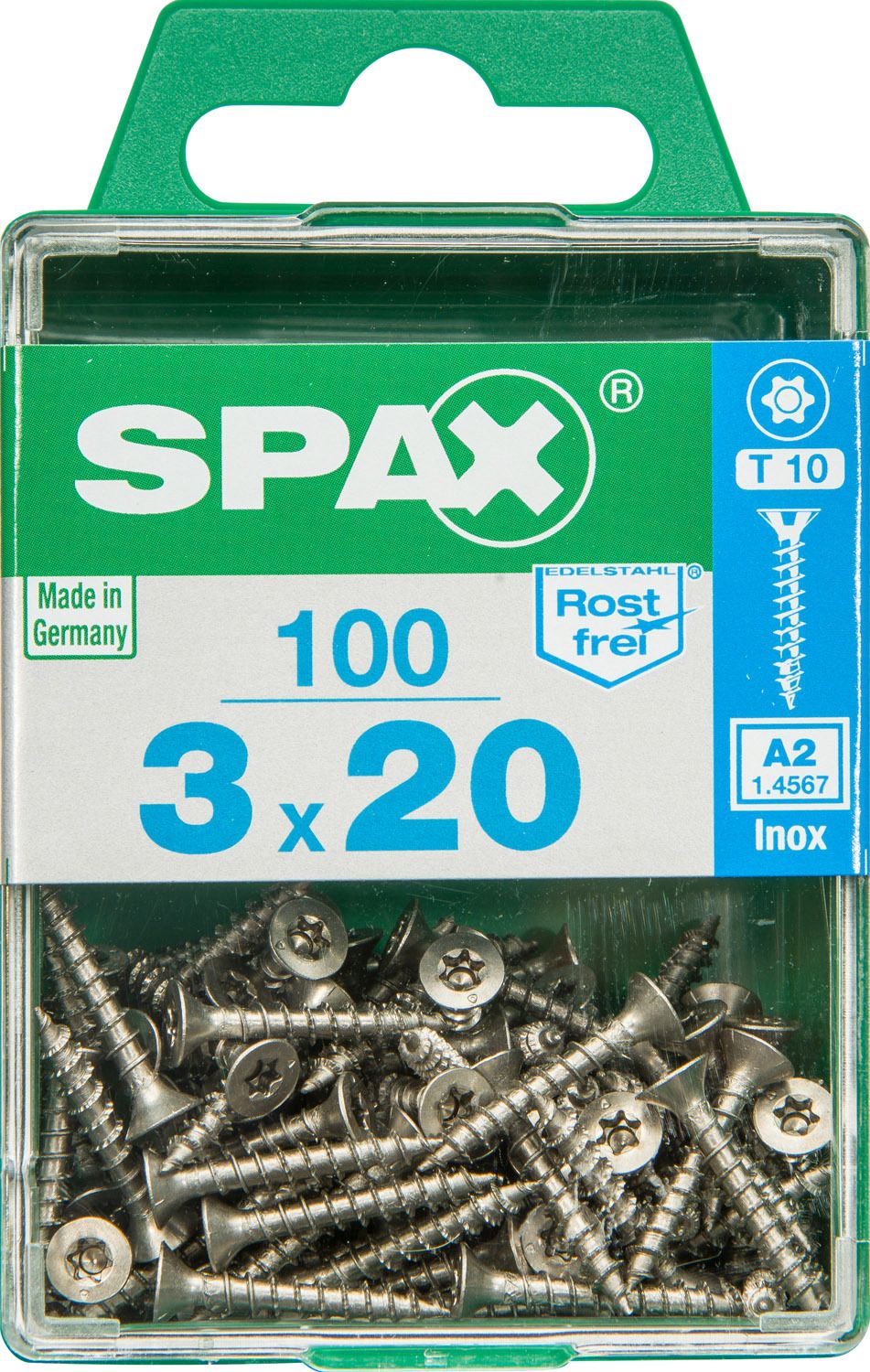 PLANA SPAX T-STAR PLUS T10 A2 INOXIDABLE M 100 UD.