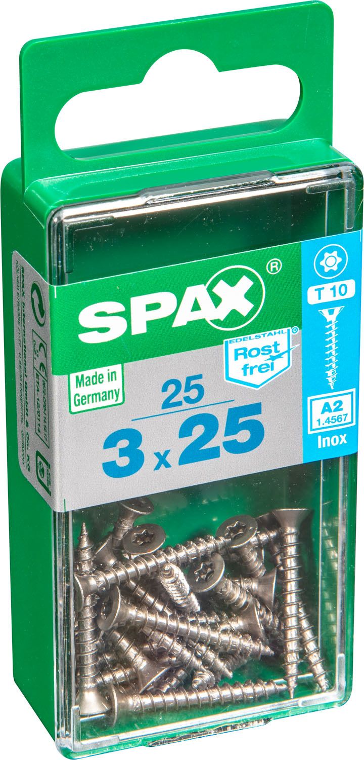PLANA SPAX T-STAR PLUS T10 A2 INOXIDABLE S 25 UD.