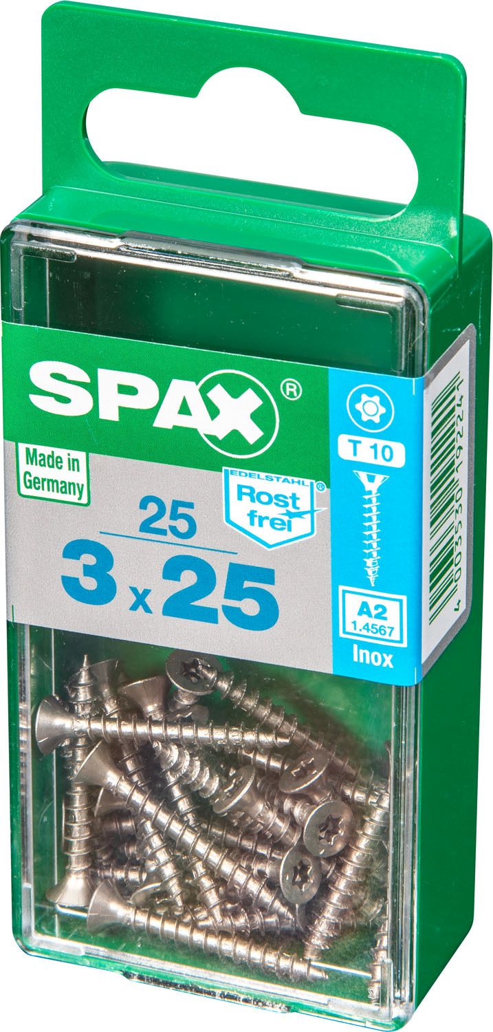 PLANA SPAX T-STAR PLUS T10 A2 INOXIDABLE S 25 UD.