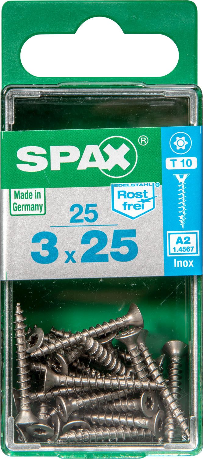 PLANA SPAX T-STAR PLUS T10 A2 INOXIDABLE S 25 UD.