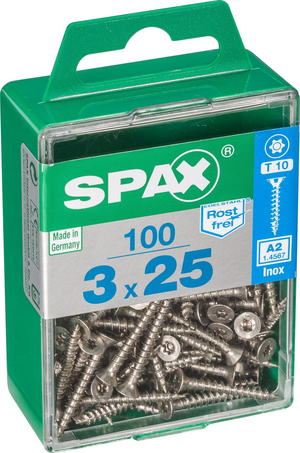 PLANA SPAX T-STAR PLUS T10 A2 INOXIDABLE M 100 UD.