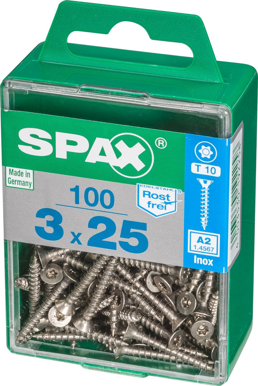 PLANA SPAX T-STAR PLUS T10 A2 INOXIDABLE M 100 UD.