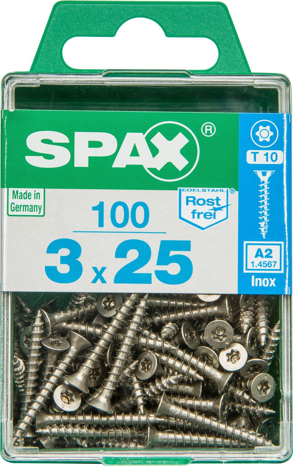 PLANA SPAX T-STAR PLUS T10 A2 INOXIDABLE M 100 UD.
