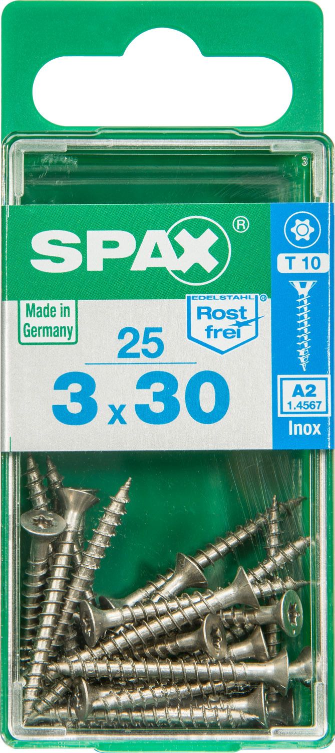 PLANA SPAX T-STAR PLUS T10 A2 INOXIDABLE S 25 UD.