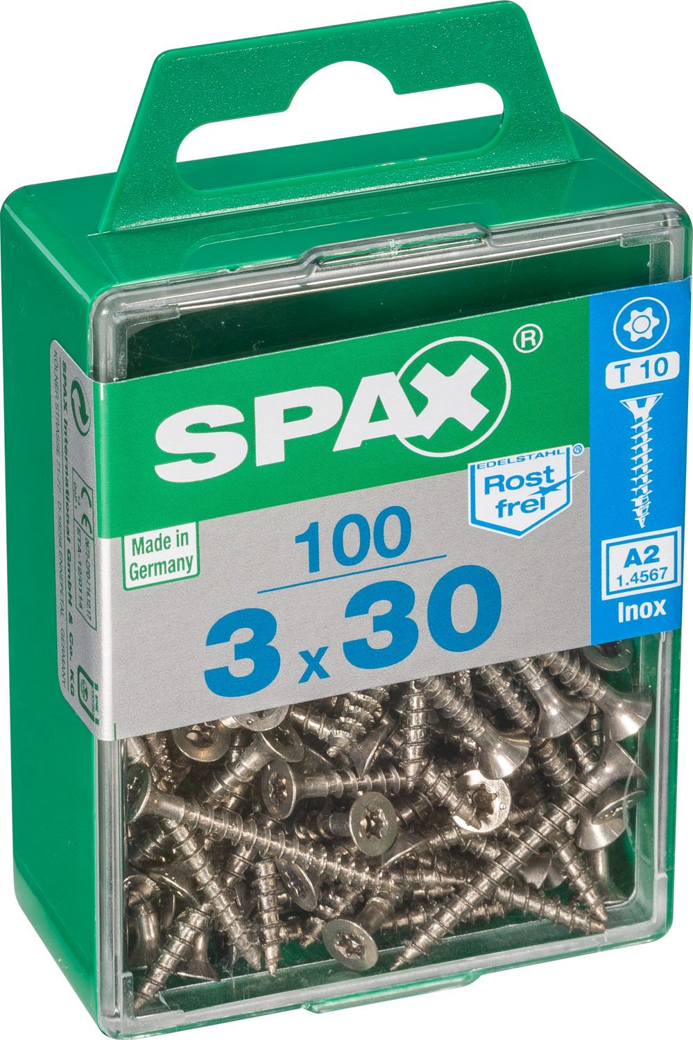 PLANA SPAX T-STAR PLUS T10 A2 INOXIDABLE M 100 UD.
