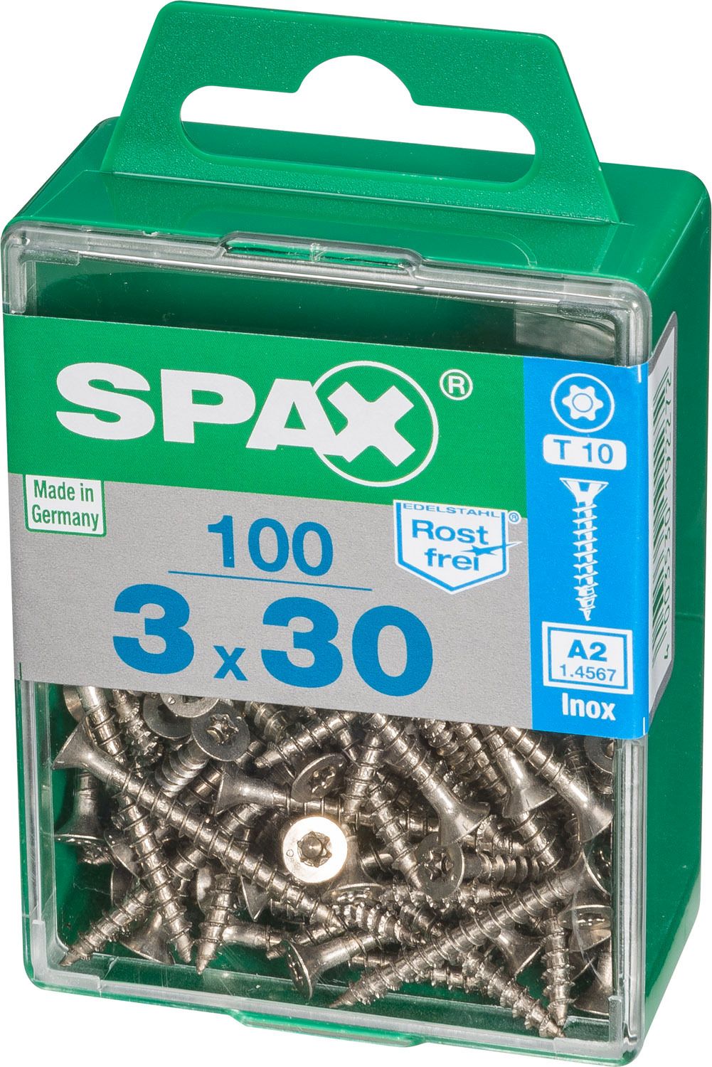 PLANA SPAX T-STAR PLUS T10 A2 INOXIDABLE M 100 UD.